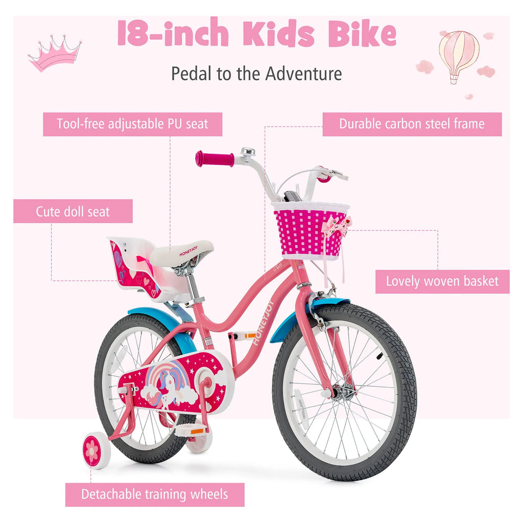 18 Inches Kids Bicycle with Training Wheels & Basket N5868