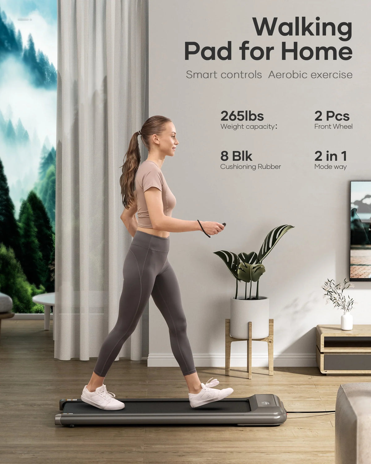 Treadmill Walking Pad with Remote Control 2 in 1 Portable Y406787