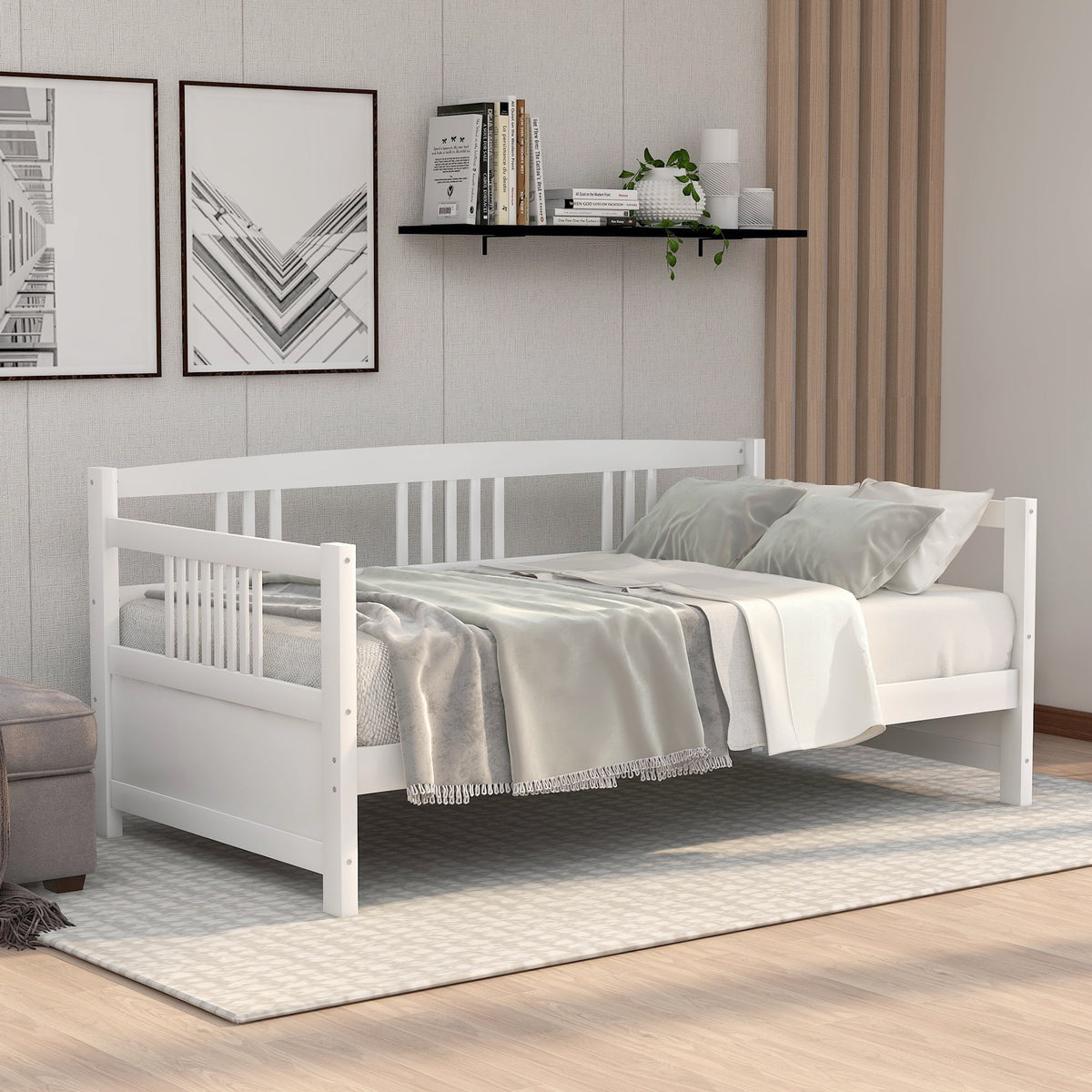 Modern Solid Wood Twin Size White Daybed W129