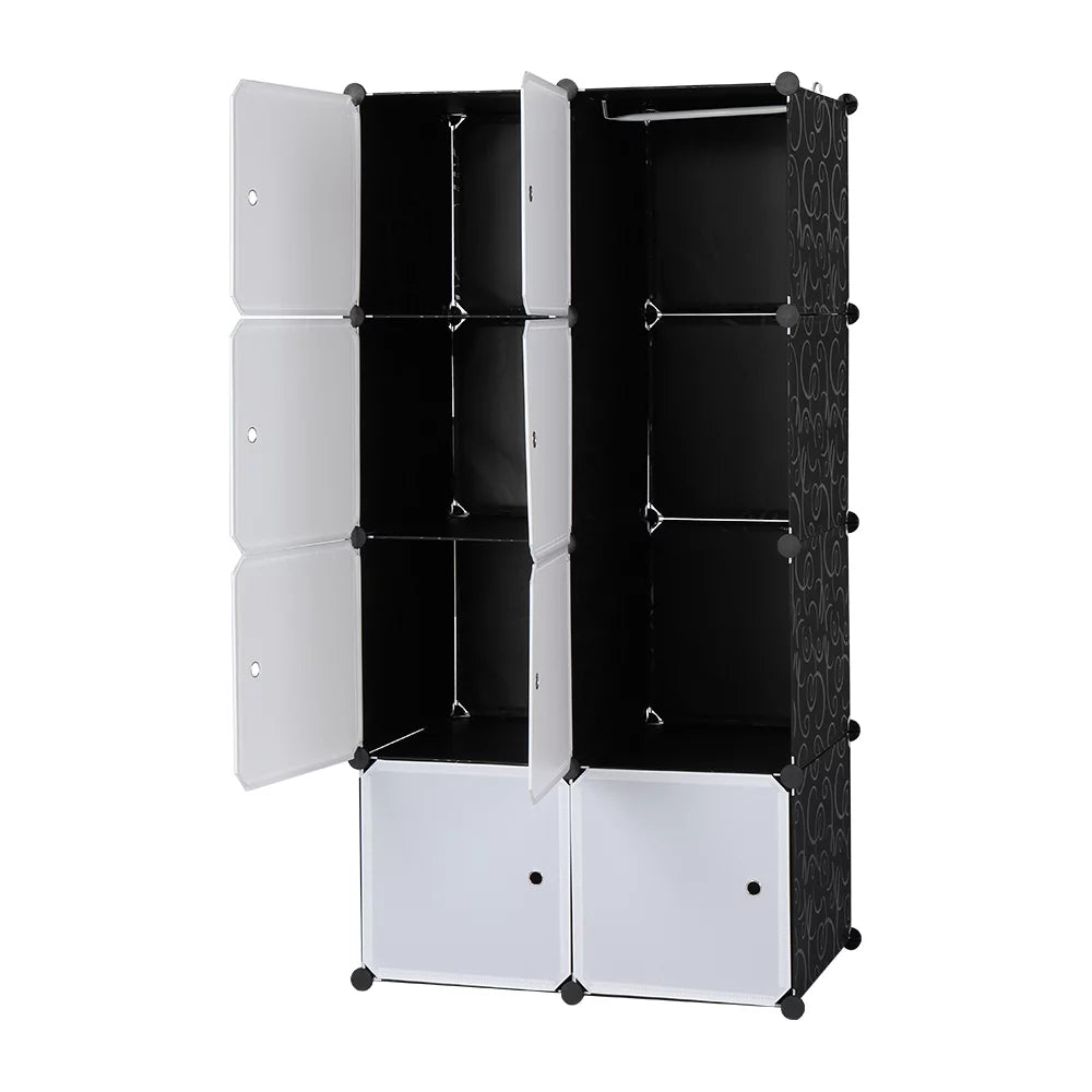 Black 8-Cube Modular Plastic Storage Organizer A16692