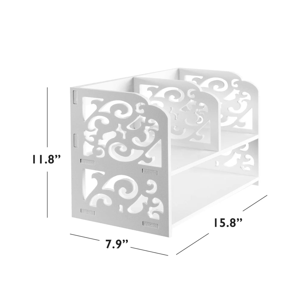 Small Desktop Organizer Bookshelf Storage Rack Wood Display Shelf O3939