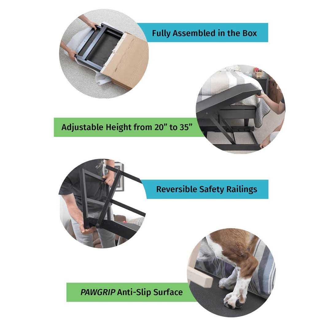 Large Adjustable Height Dog Bed Ramp S6561