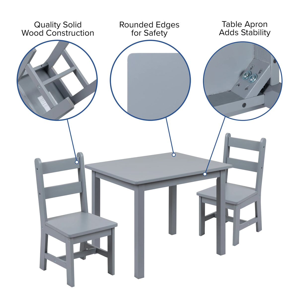 Gray 3 Piece Kids Table and Chair Set Z179