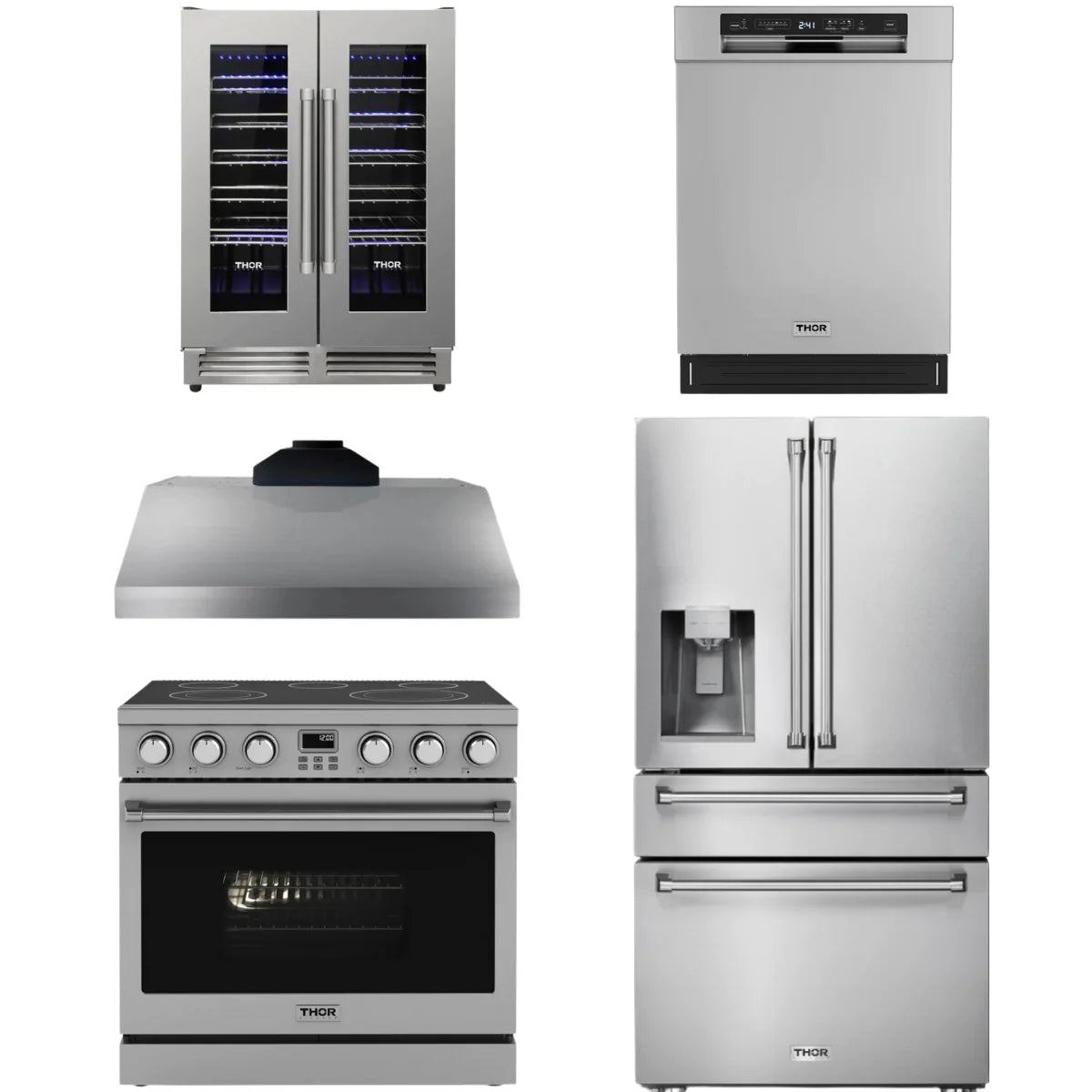 36 Electric Range, Range Hood, Refrigerator, Dishwasher and Wine Cooler T496142