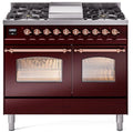 40 Dual Fuel Natural Gas Range in Burgundy with Copper Trim H346