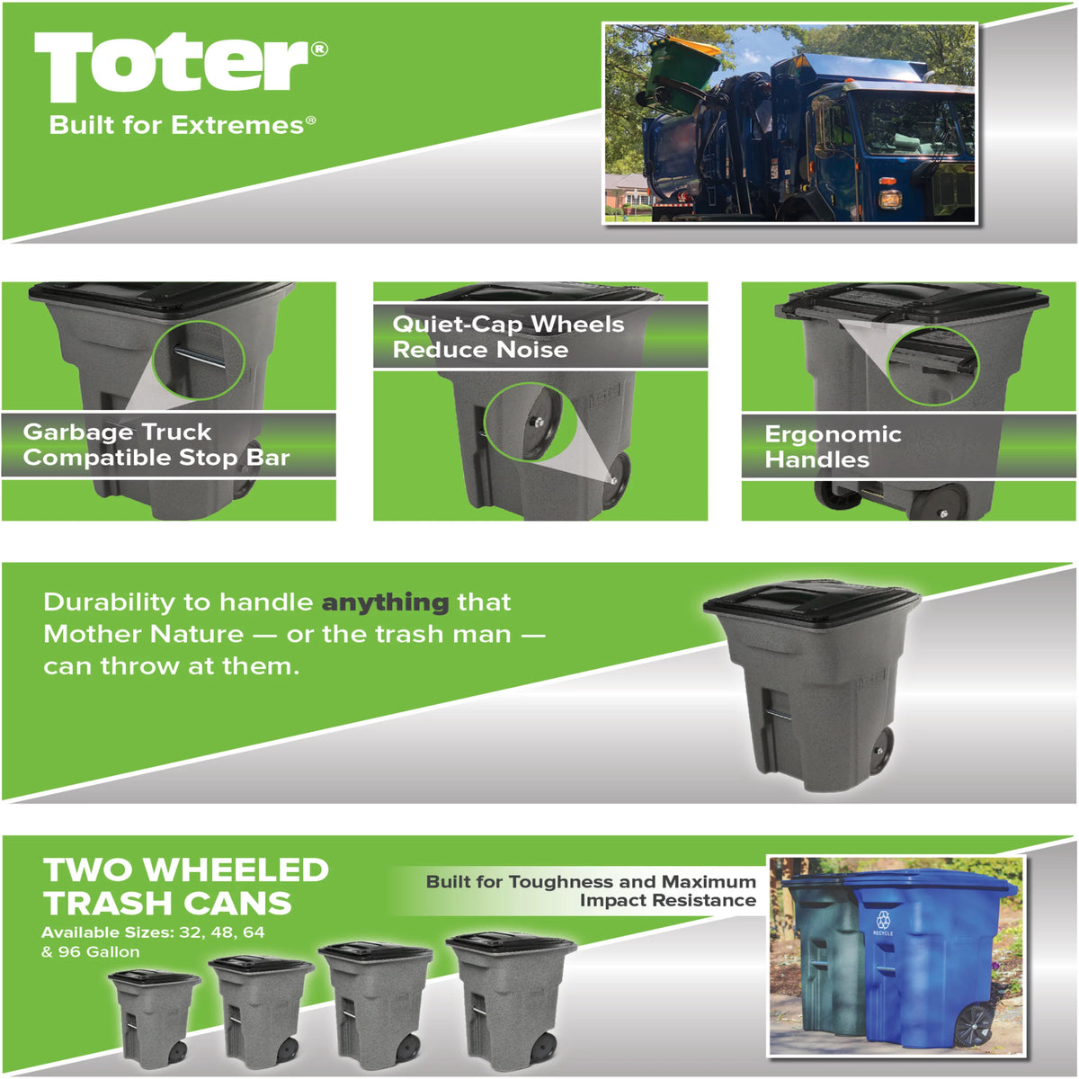 96 Gal. Trash Can with Wheels and Lid J494