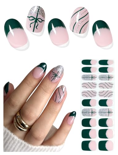 Semi Cured Gel Nail Strips French Snowflake 20 Pcs B35357