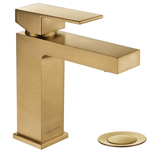 Brushed Gold Single Hole Vessel Sink Faucet with Pop up Drain U93903