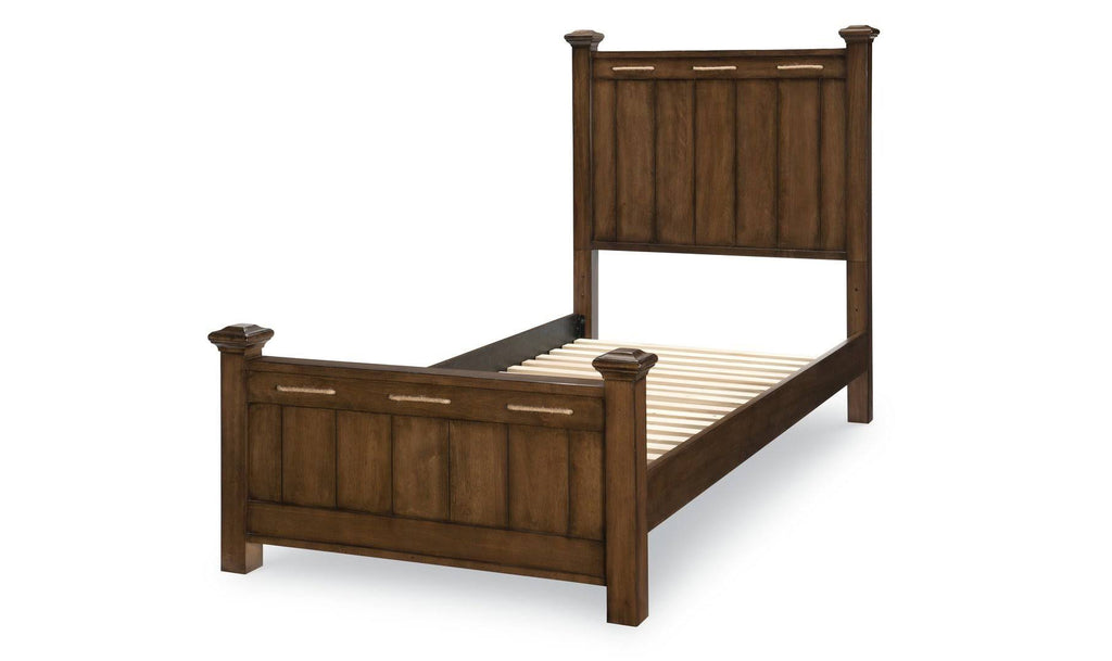 Twin Low Post Bed in Cabin Brown C65612