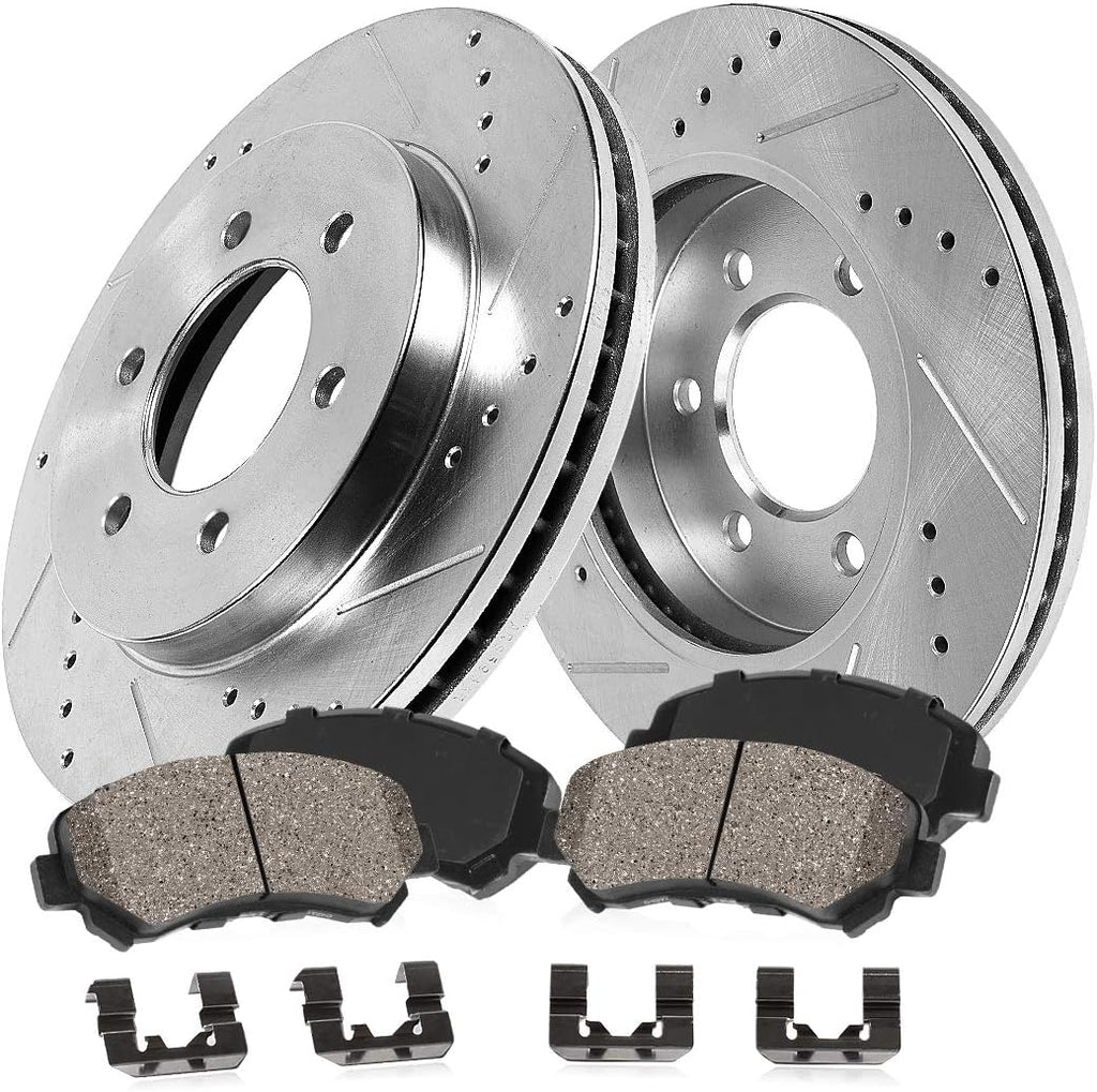 2 Rotors + Ceramic Brake Pads + Clips Z2528