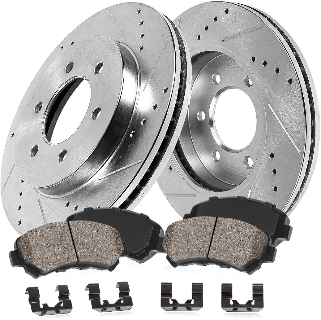 2 Rotors + Ceramic Brake Pads + Clips Z2528