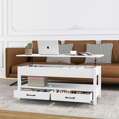 Lift Top Coffee Table with Hidden Compartment and Drawers P9248