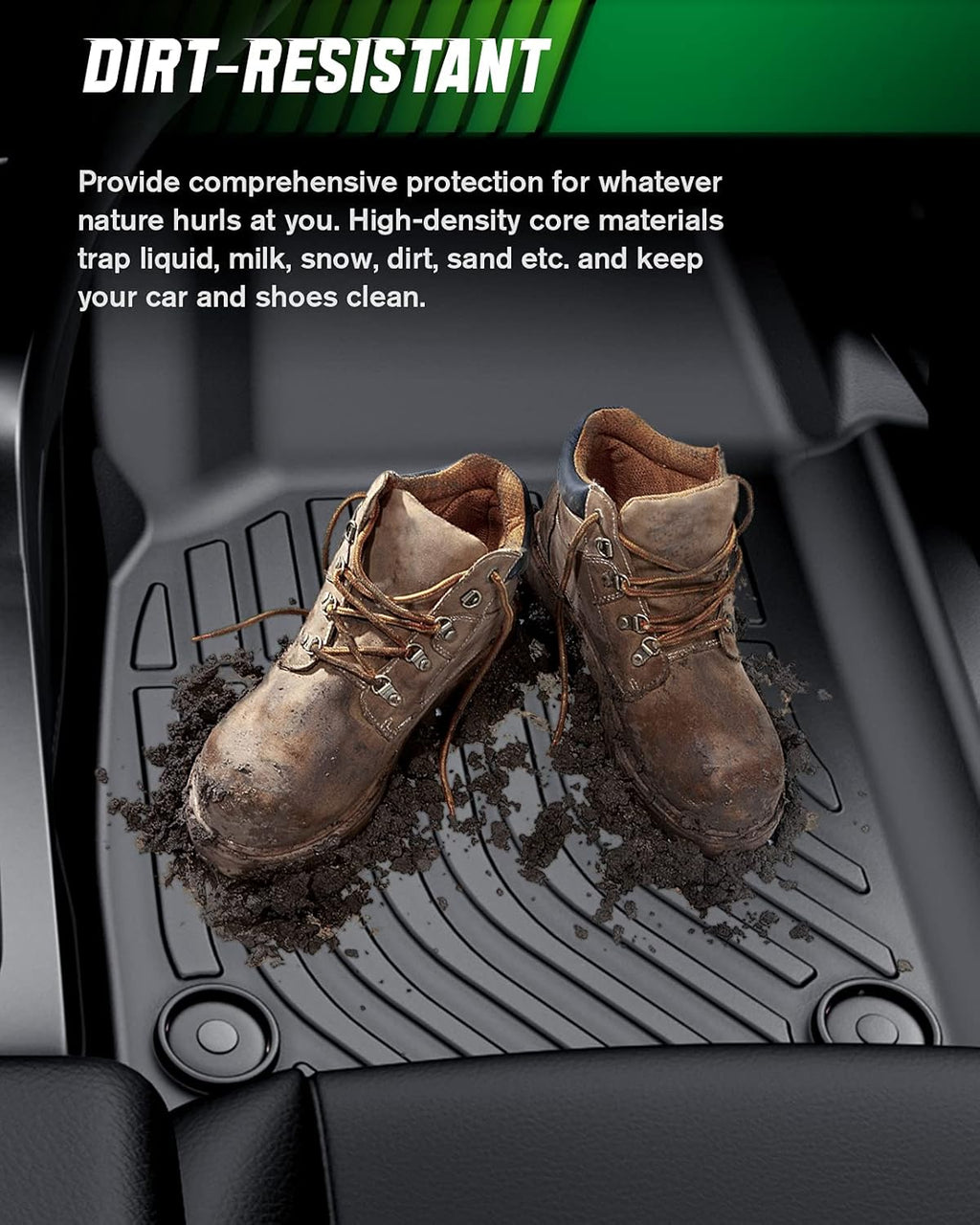 Black TPE Floor Mats Full Set 1st 2nd 3rd Row P544