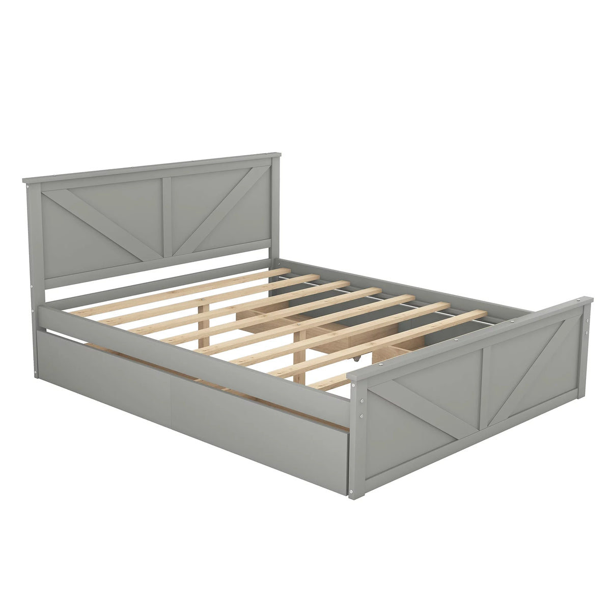 Wood Queen Bed Frame with 4 Storage Drawers G245