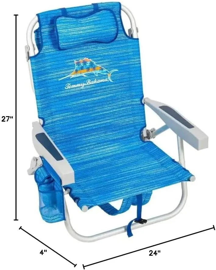Backpack Beach Chair 5-Position Lay Flat Insulated Cooler Q666