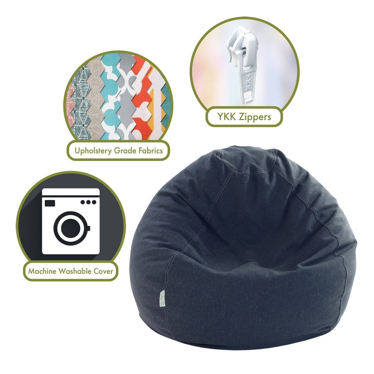 Navy Blue Large Classic Bean Bag Chair X406