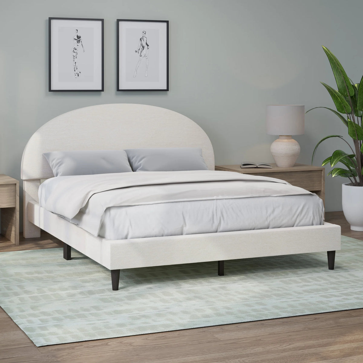 Queen Upholstered Platform Bed W24886