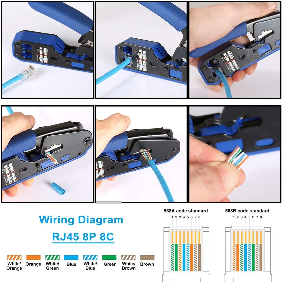 RJ45 Crimp Tool Kit with 50PCS CAT5e CAT6 Connectors Q534