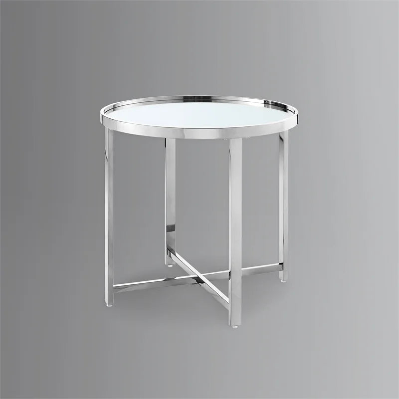 21.6 in. Mirrored Top Cross Legs End Table P6137