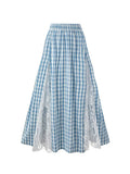 Blue Checkerboard Split Midi Dress M99593