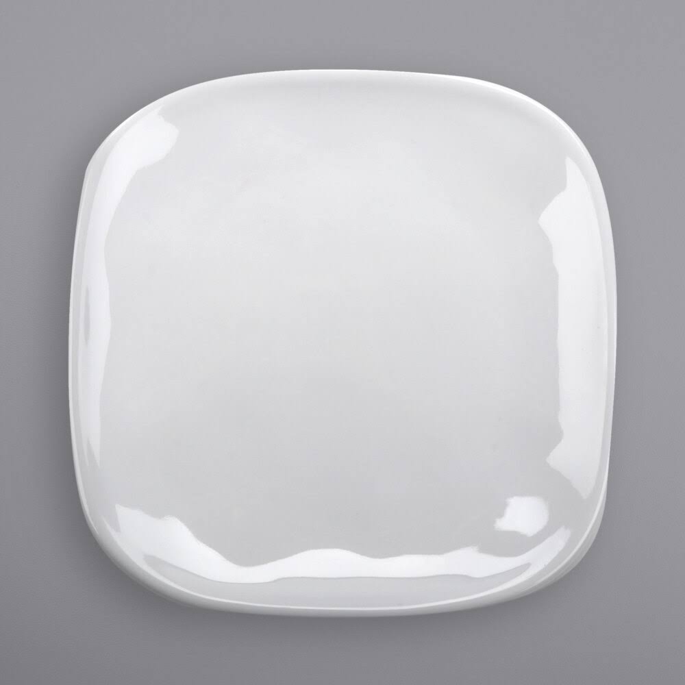 White 9 1/2x22 Glazed Melamine Square Coupe Plate 12/Case O47852