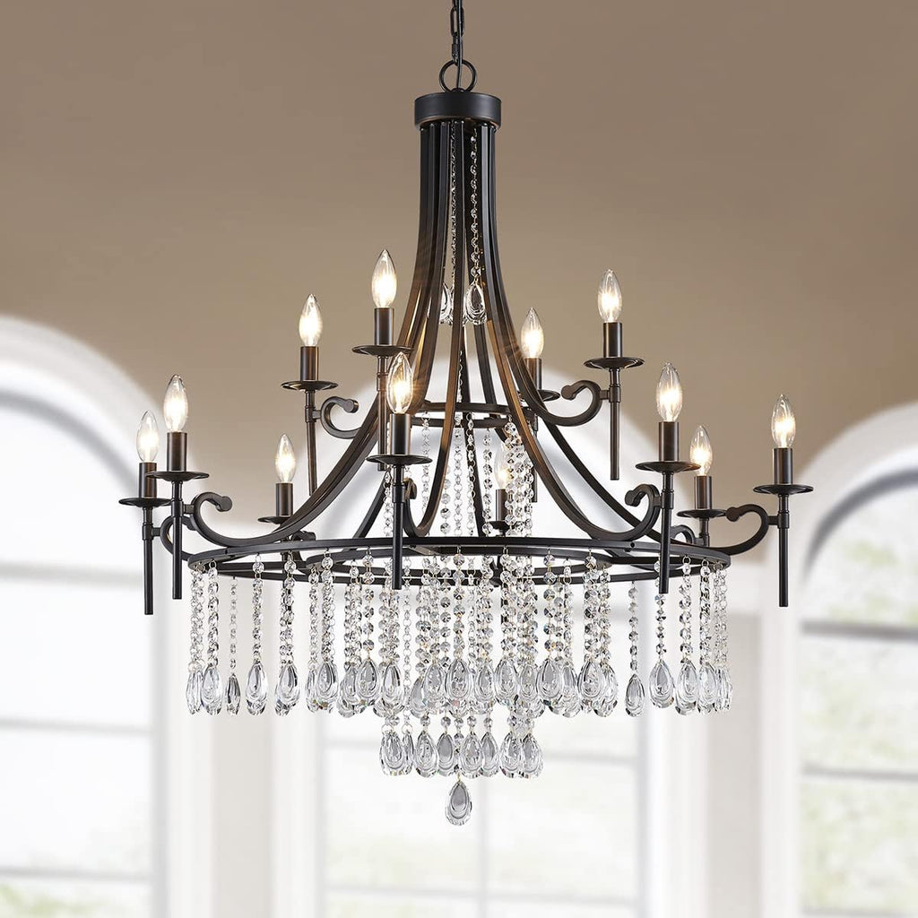 6-Light Wagon Wheel Candle Chandelier Black N568285