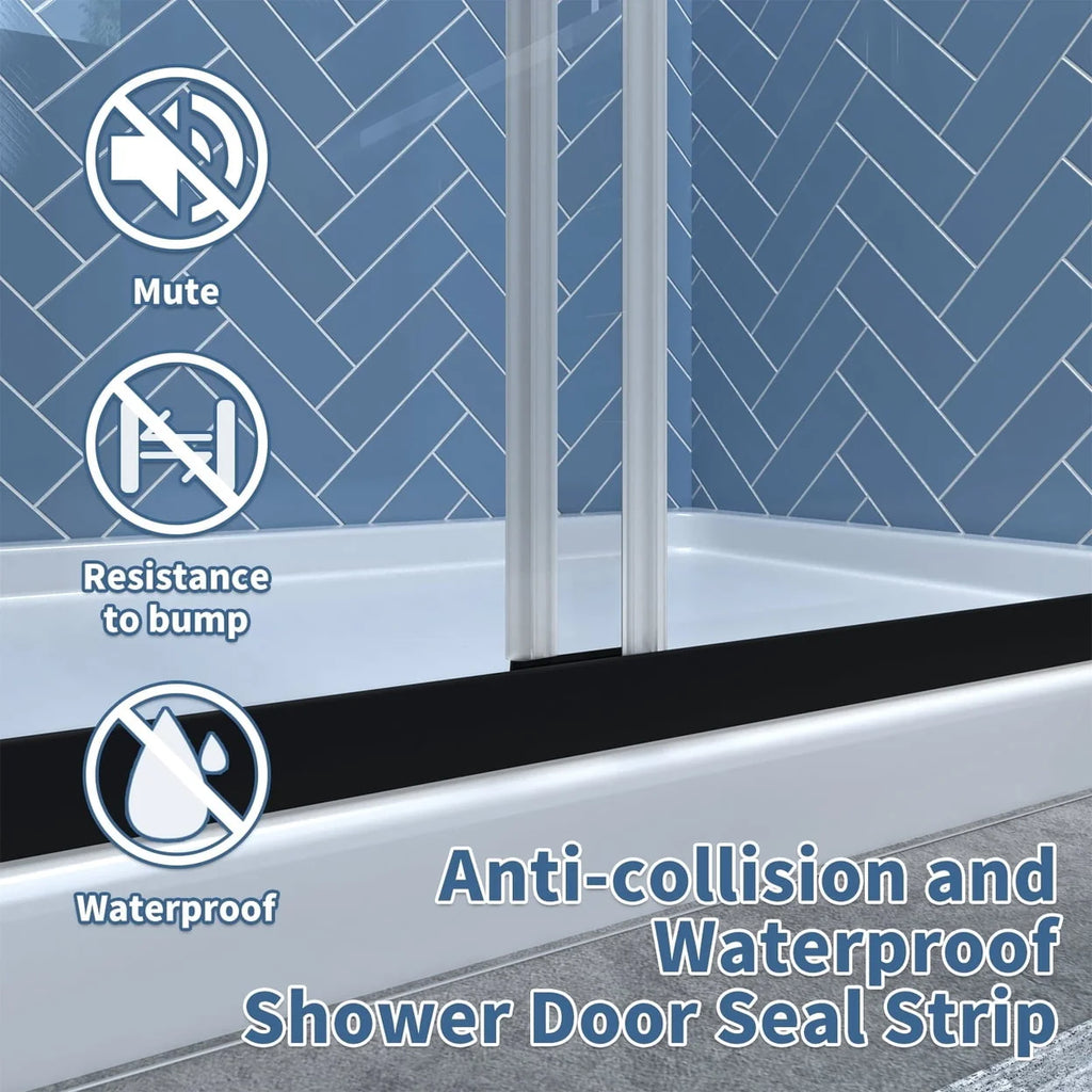 50-54 in. W x 70 in. H Black Sliding Glass Shower Doors D423