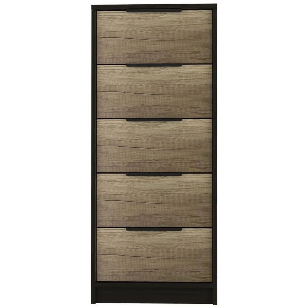 Black & Light Oak 5 Drawer Wood Chest O9837