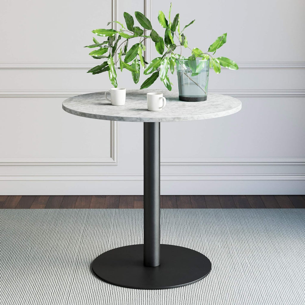 Small Mid-Century Modern Kitchen or Dining Table with Faux Carrara Marble Top C33061