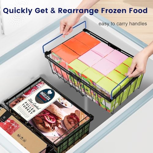 2 Pack Large Expandable Stackable Black Freezer Organizer Bins K887