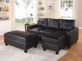 Black Bonded Leather Sectional Sofa & Ottoman B7930