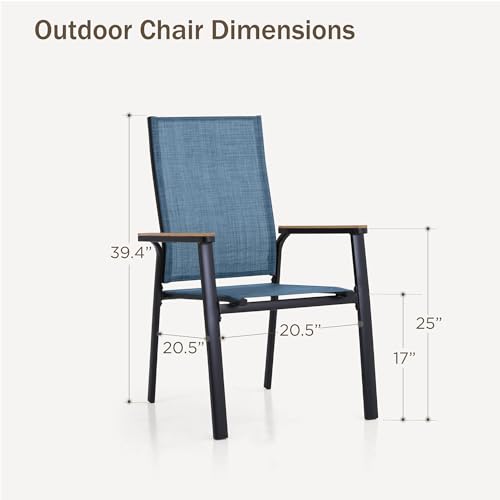 Beige Lightweight Aluminum Textilene Stackable Dining Chairs Set of 6 I40812