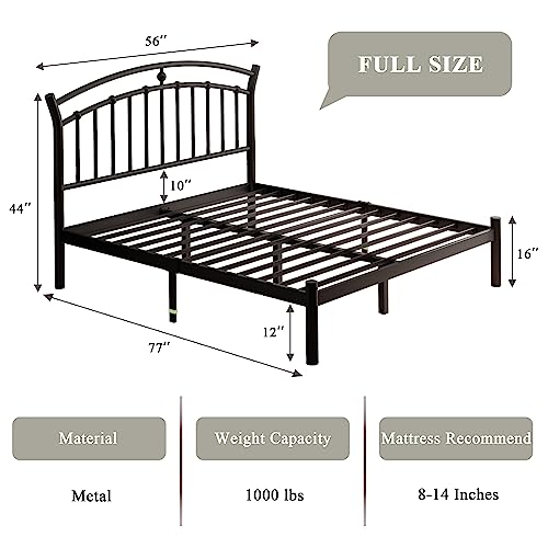 Full Black Metal Bed Frame with 13 Steel Slats F1563