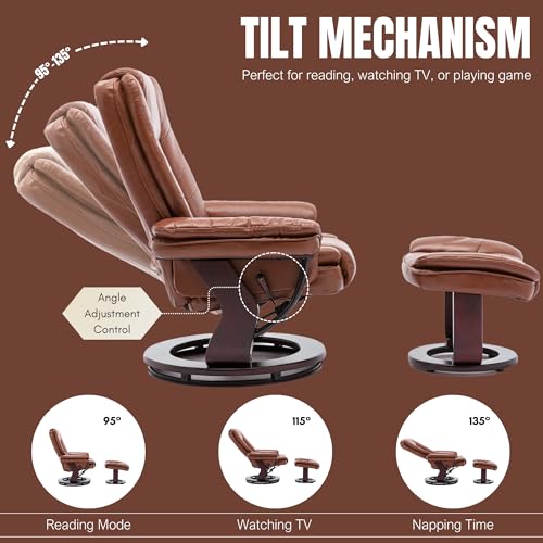 PU Leather Swivel Recliner with Ottoman Z1273