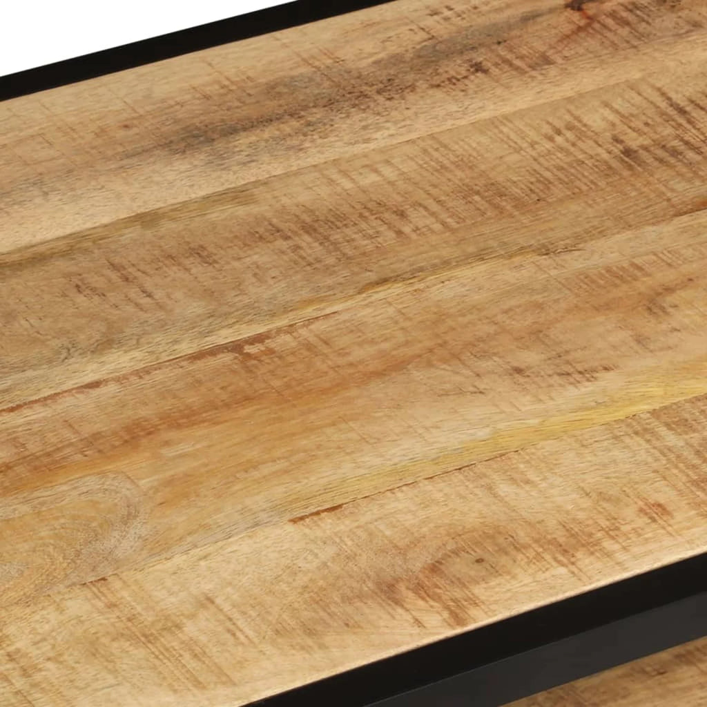 Coffee Table with Storage Shelf Mango Wood Iron Frame O5004