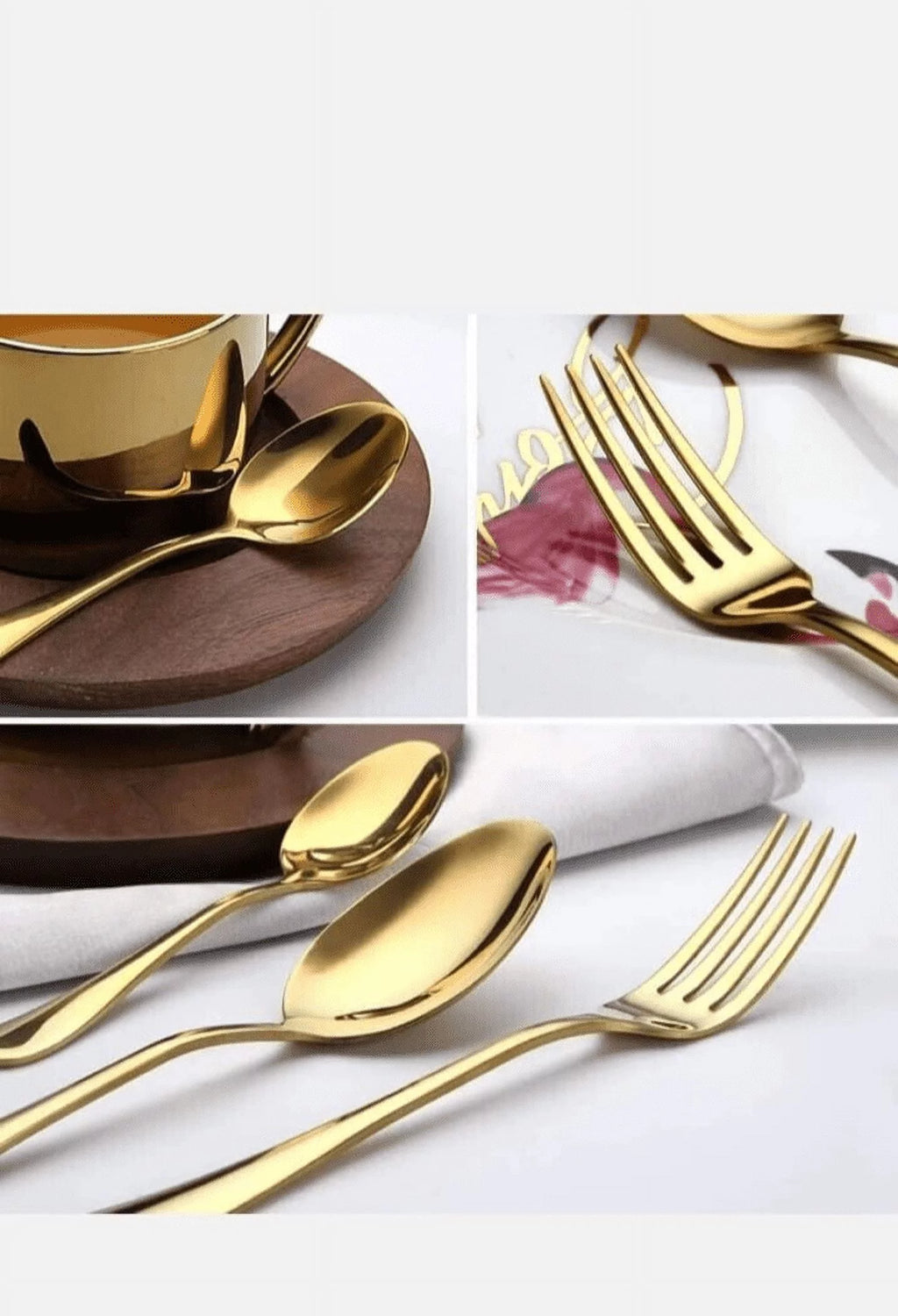 24-Piece Stainless Steel Gold Cutlery Set D8518