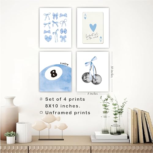Pink Coquette Preppy Wall Art Prints Set of 4 Q8921