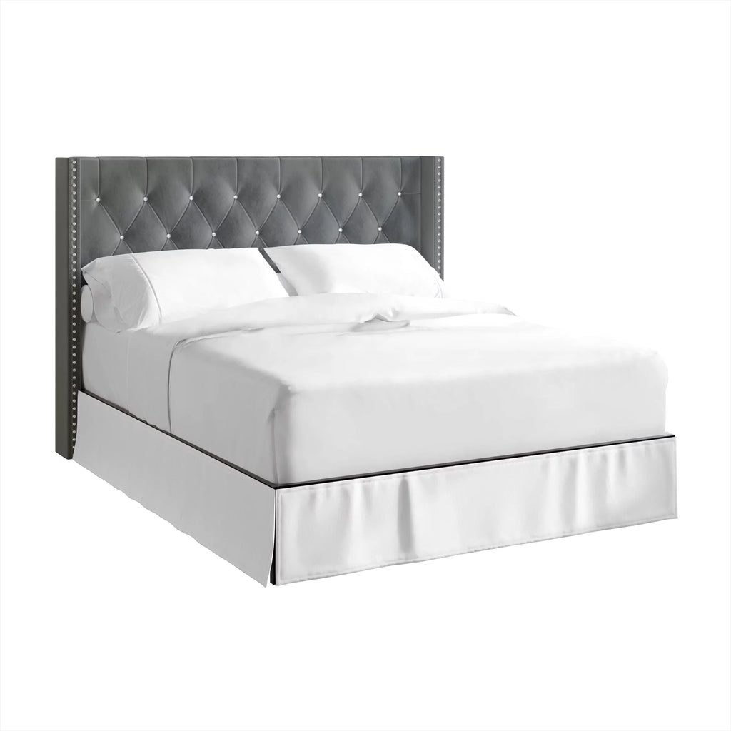 Button Tufted Wingback Velvet Upholstered Queen Bed G13889