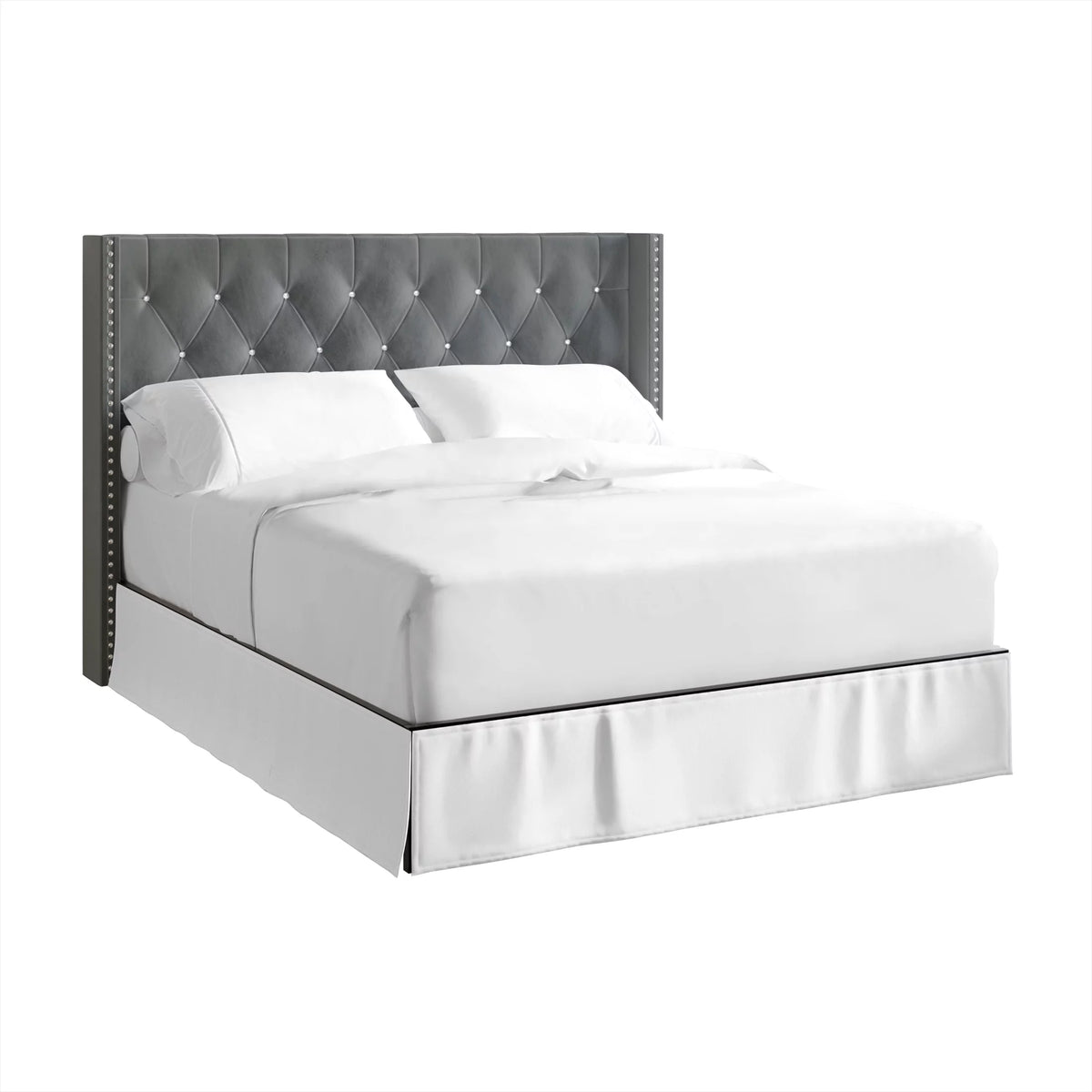 Button Tufted Wingback Velvet Upholstered Queen Bed G13889