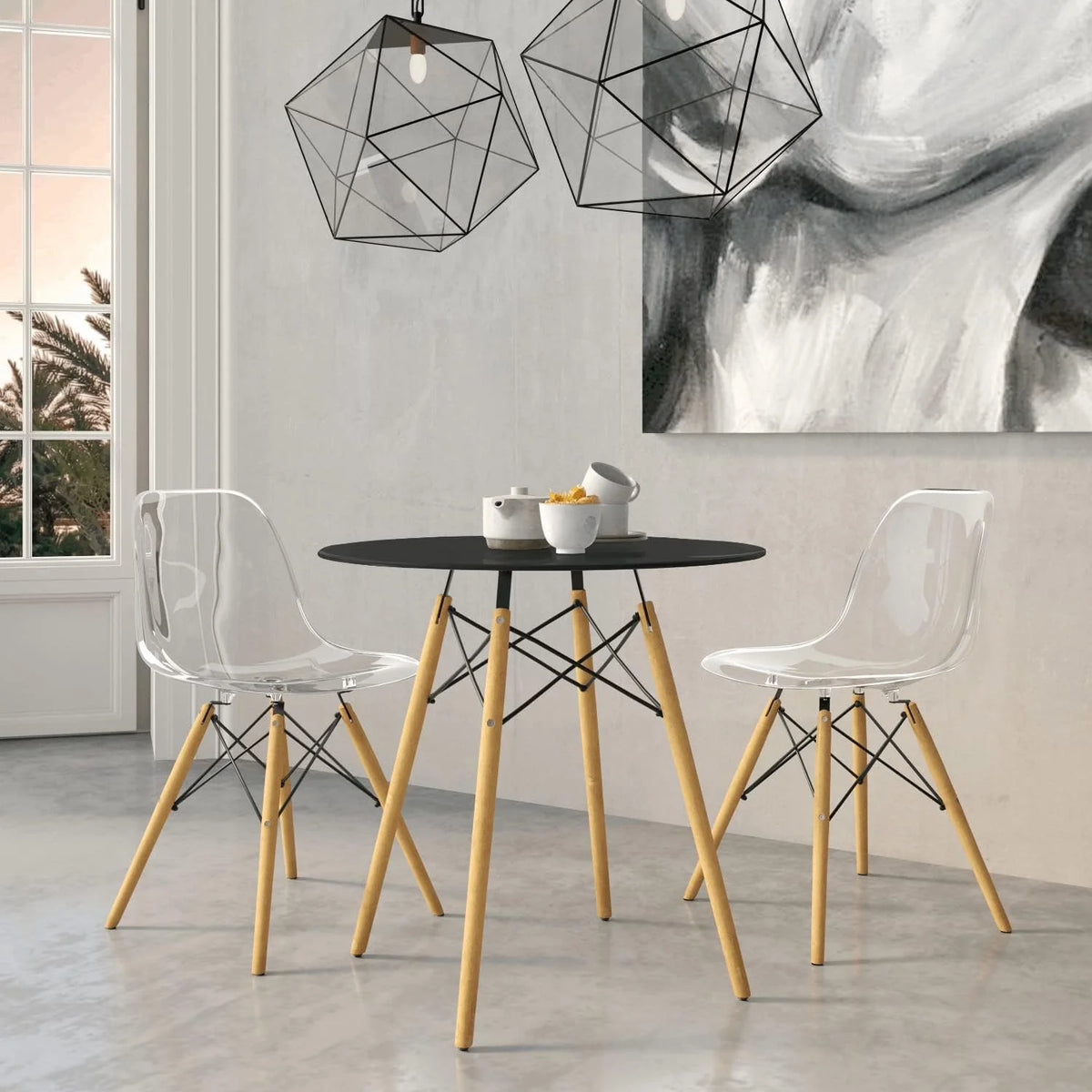 Round Bistro Dining Table with Wood Base N258