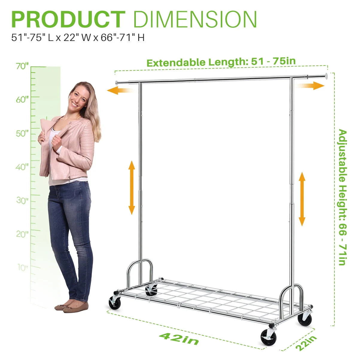 450 lbs Clothing Rack with Shelves A834273