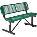 48"L Green Steel Outdoor Bench with Backrest K3951