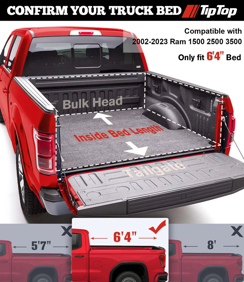 Tri-Fold Hard Tonneau Cover Truck Bed FRP On Top H532276