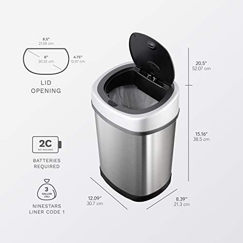 Automatic Touchless Infrared Motion Sensor Trash Can Combo Set, 13 Gal & 2 Gal Stainless Steel M81768