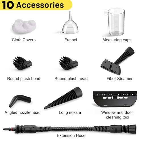 Handheld Multipurpose Steam Cleaner with Safety Lock and 10 Accessory Kit W9958
