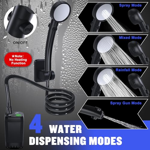 Portable Camping Shower with LED Display, 4 Spray Modes, IPX7 Waterproof H264003