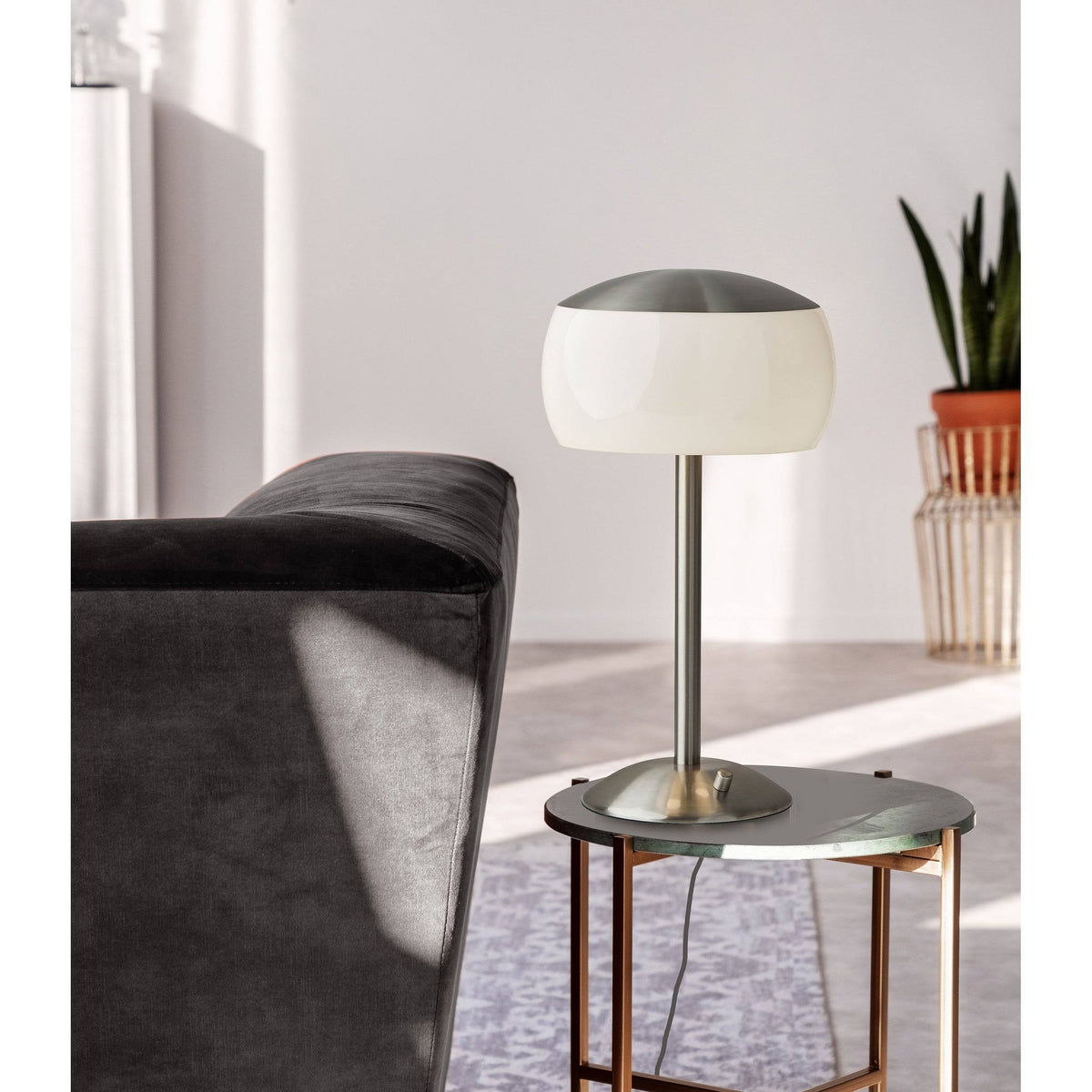 Milk White Brushed Steel Desk Lamp W24825