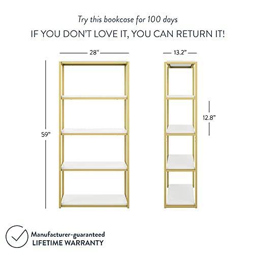 5-Shelf Wood Bookcase with Metal Frame D988908