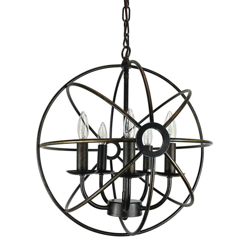 5-Light Antique Bronze Globe Cage Chandelier X816940