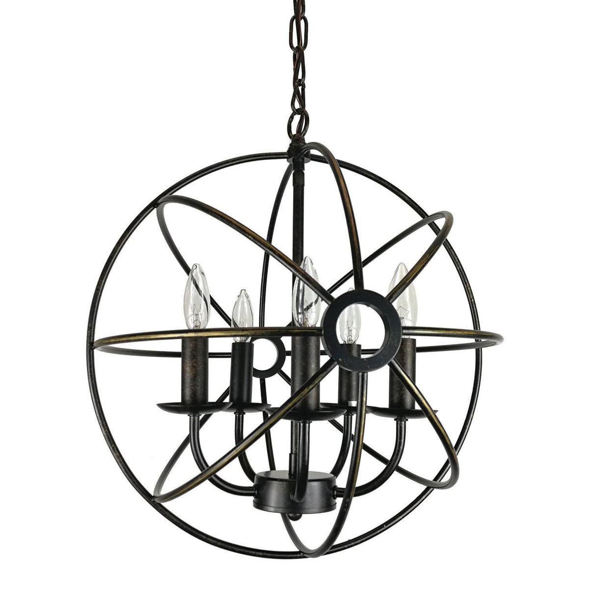 5-Light Antique Bronze Globe Cage Chandelier X816940